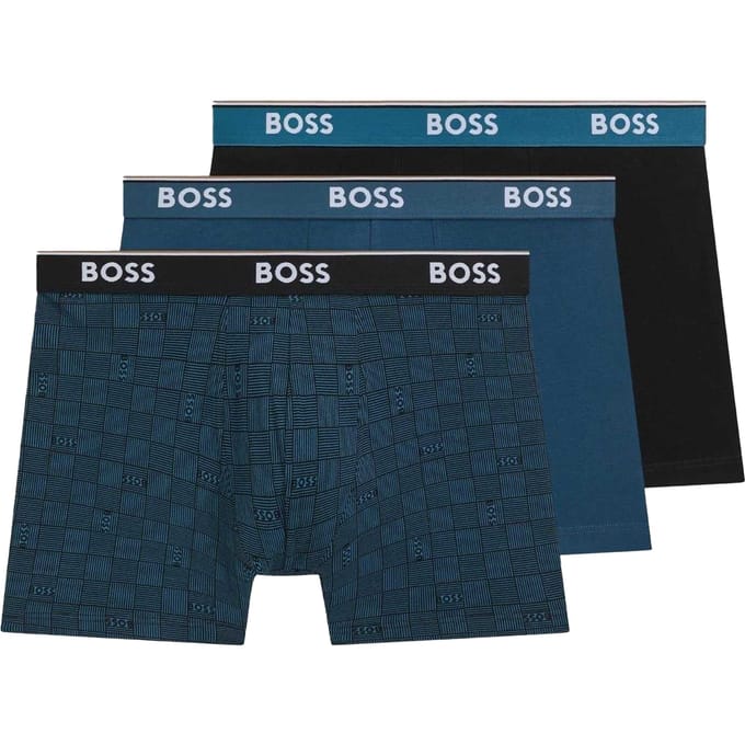 Boss Heren Boxershort (Pakket van 3) (Blauw/Zwart)