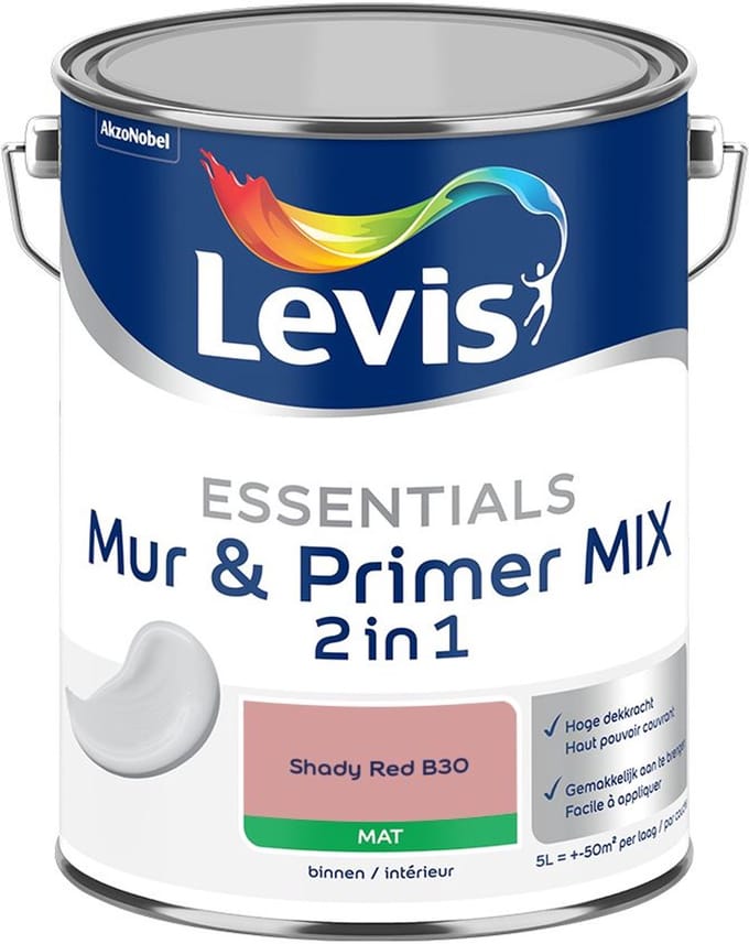 Levis - Essentials Mur & Primer Mix - Shady Red B30 - Mengverf - 5 L