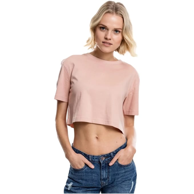 Urban Classics - Short Oversized Tee 2Pack black+light rose Crop top - S - Zwart/Roze