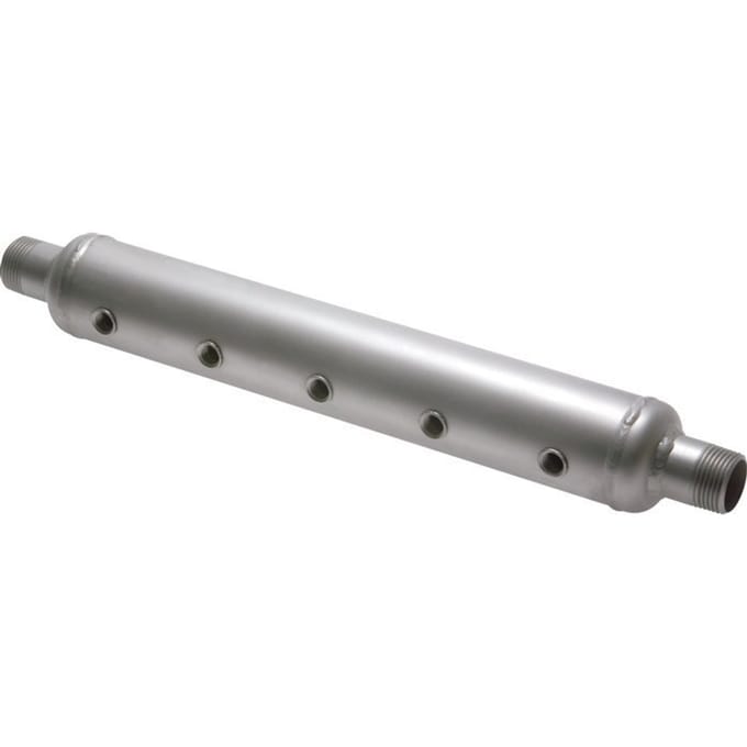 Verdeelbalk 2xR1'' - 10xG1/4'' RVS Dubbelzijdig PN 16