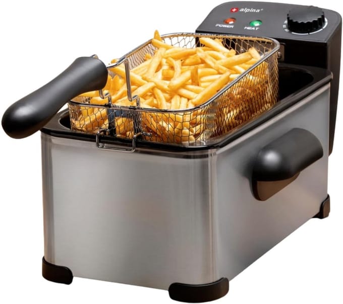 Friteuse met 3 Liter Inhoud en Instelbare Temperatuur - Zilver