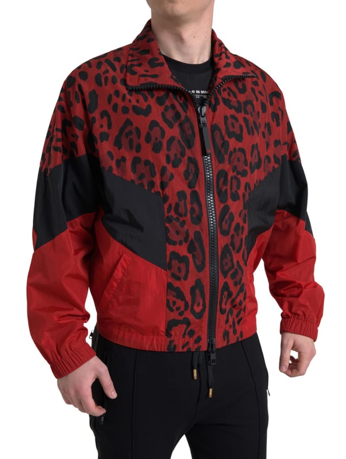 Luipaardprint Trainingsjack Roodzwart Stijl
