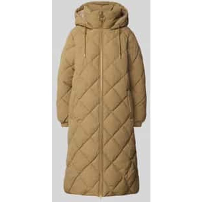 Regular fit gewatteerde lange jas in kreuklook, model 'KIRKTON'