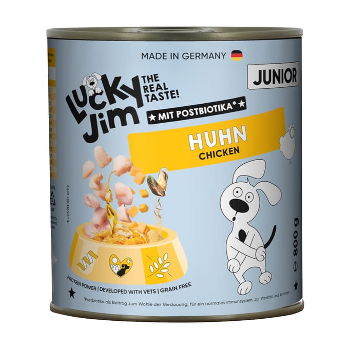 6x800g Lucky Jim Junior kip natvoer voor honden