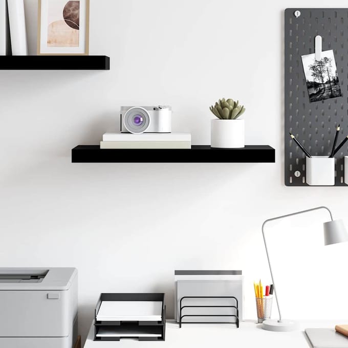 vidaXL - Wandschap - zwevend - 60x23,5x3,8 - cm - MDF - hoogglans - zwart
