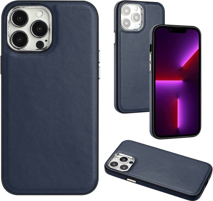 iPhone 12 PRO Hoesje - Donkerblauw - Luxe Leren Back Case Cover - Shock Proof - Provium