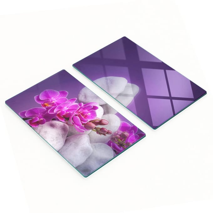 Multifunctionele decoratieve glazen borden met orchideeënprint 2x30x52 cm