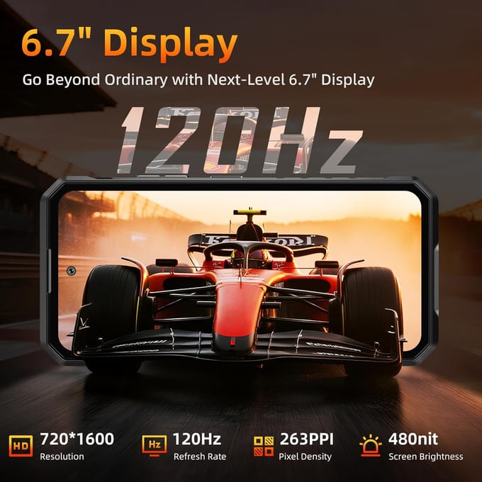 OUKITEL WP58 PRO 5G Mobiele Telefoon 24GB+256GB 6.7  Display 64MP 10000mAh Android 15 Smartphone