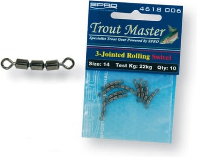 Trout Master 3-Jointed Rolling Swivel (10 psc) - Maat : 22