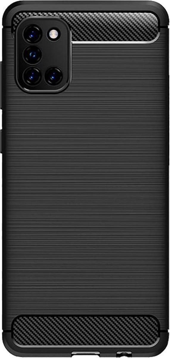 Shop4 - Samsung Galaxy A31 Hoesje - Zachte Back Case Brushed Carbon Zwart