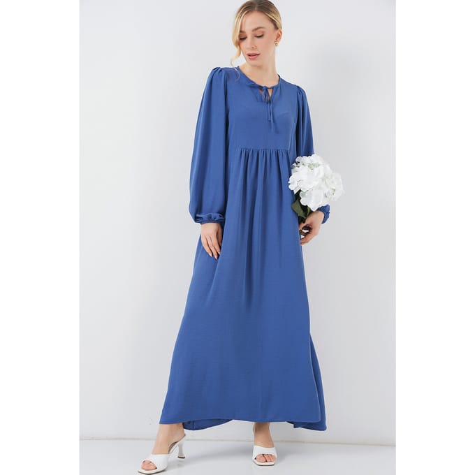 Gestipt Patroon Maxi-jurk met Strik