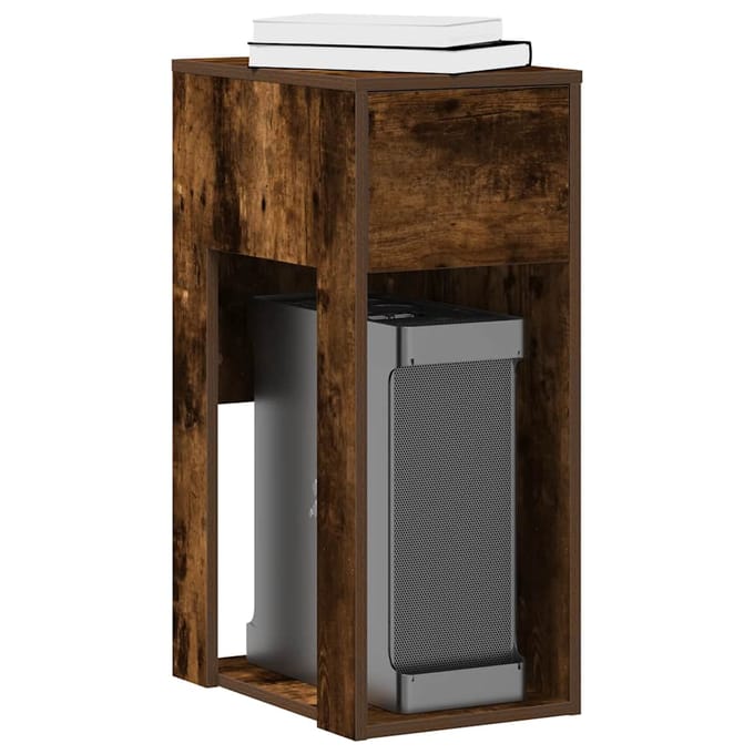 vidaXL - Computertorenstandaard - met - lade - 30x44x74 - cm - gerookt - eikenkleur