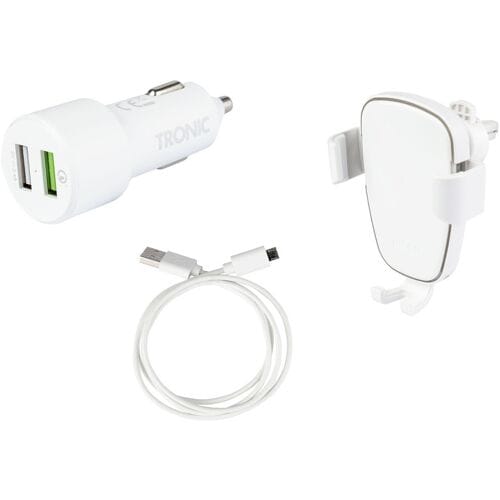 TRONIC Smartphonehouder met Qi-laadfunctie (Wit)
