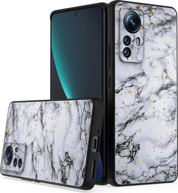 Silicone Hoesje Print - Backcover - Geschikt voor Xiaomi 12 Pro - Marmer Wit