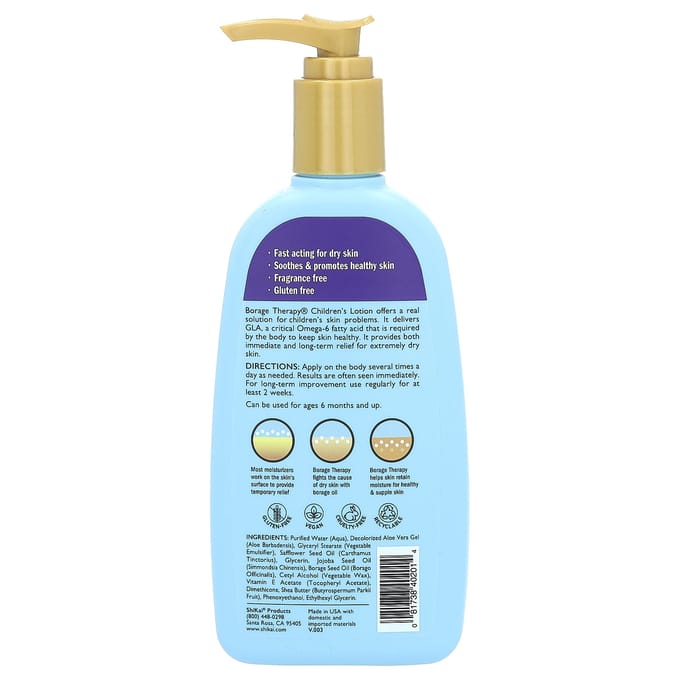 Borage Therapy, Kinderlotion, 6+ Maanden, Parfumvrij, 238 ml (8 fl oz) white