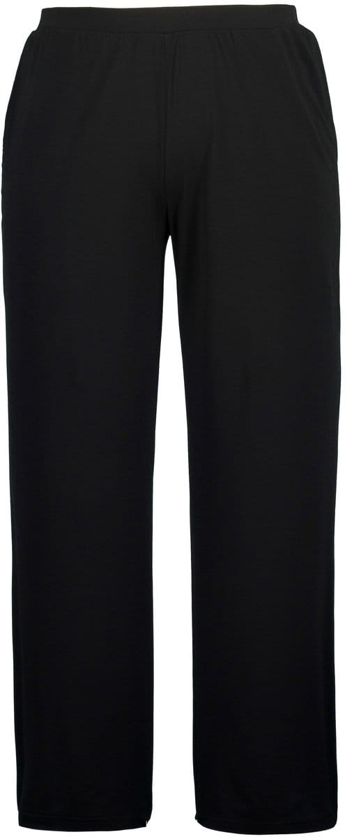 Ulla Popken - Dames - Broek jersey wijde pijpen elastische tailleband - Zwart - Maat 46+