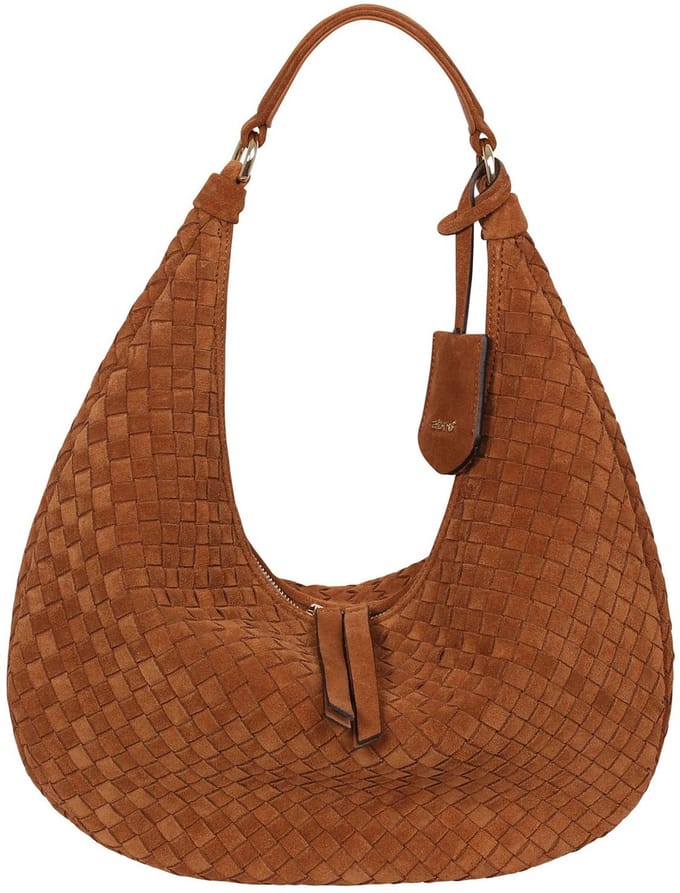 abro Leren Schoudertas Leather Suede Weaving Hobo Bag Nana Cuoio Lichtbruin