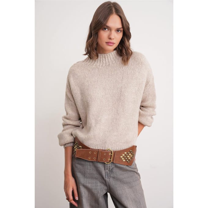 Relaxed Fit Crewneck Dikke Gebreide Trui