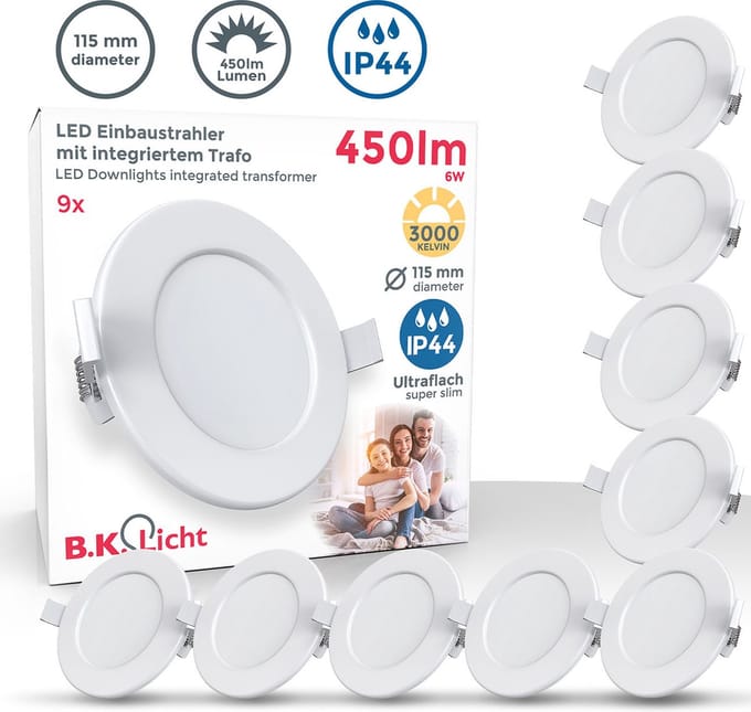 B.K.Licht - LED Inbouwspots - set van 10 - 3.000K - 400Lm - kantelbaar - 8.6 x 2.6 cm (DxH)