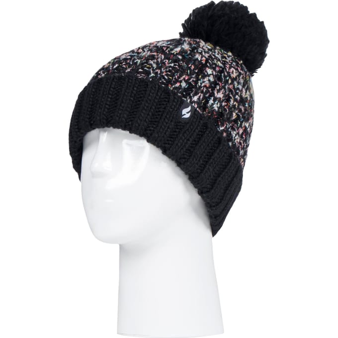 Heat Holders - Thermische warme bobbelhoed voor dames - Zwart