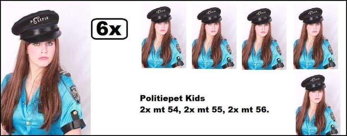 6x Politiepet met tekst politie kind