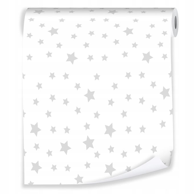 WALLARENA - Behang - Breedte 50 cm - Witte Sterren - Geschikt voor kinderkamers - 10m