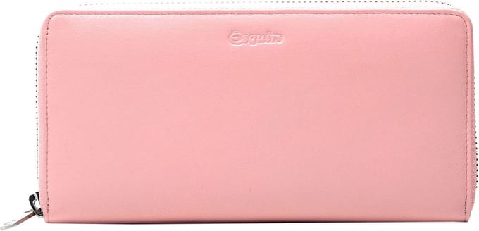 Esquire Leren Portemonnee Viktoria Zip Around Wallet Apricot Blush Roze