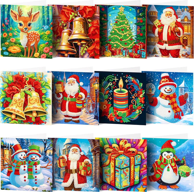 Kaarten - 26 - Kerstkaarten - Compleet pakket - Diamond painting by Wietske