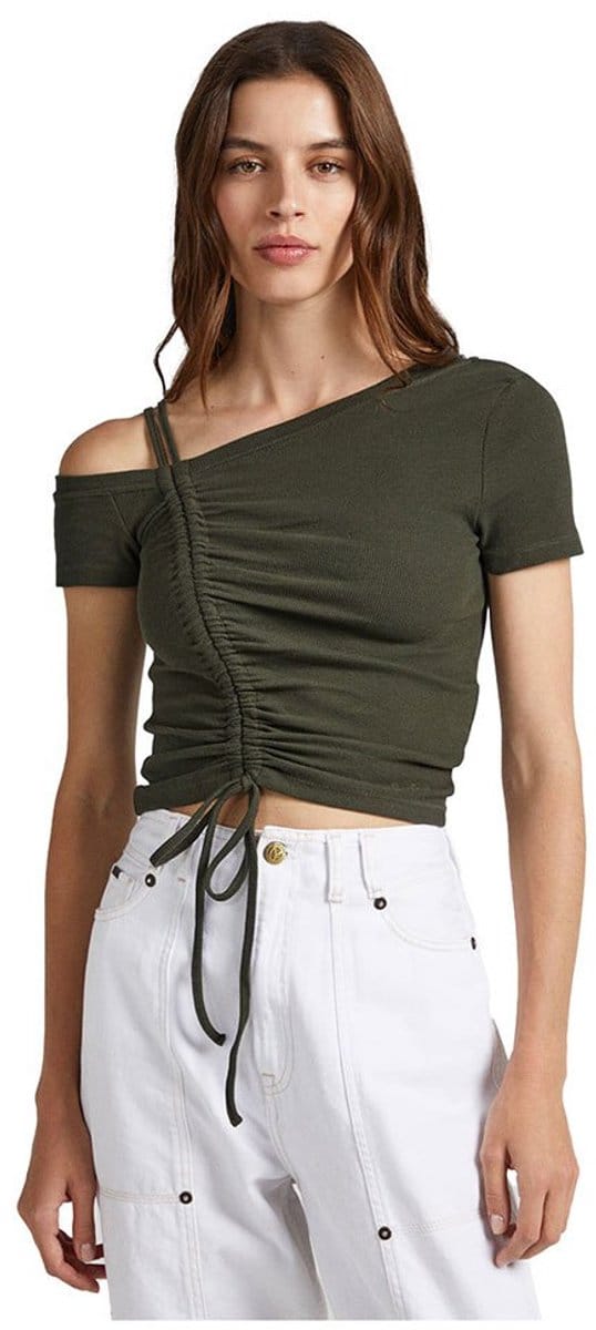 Pepe Jeans Alexa Korte Mouw Top Groen XL Vrouw