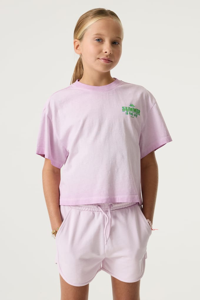 GARCIA Meisjes Print T-shirt Paars Korte mouw