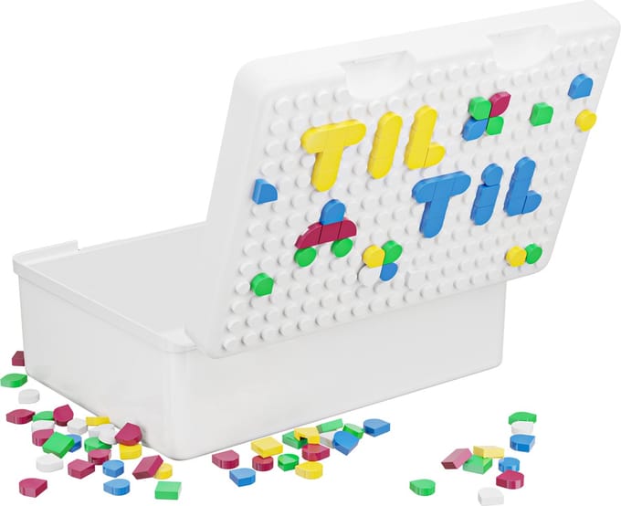 Lunchbox voor kinderen met kleurige blokjes - lego - kleur wit