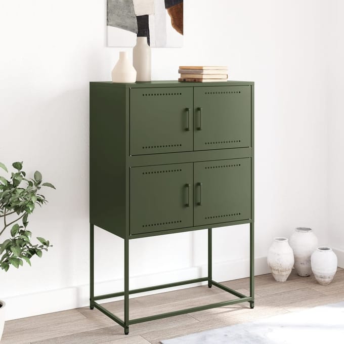 vidaXL - Dressoir - 68,5x38,5x107 - cm - staal - olijfgroen