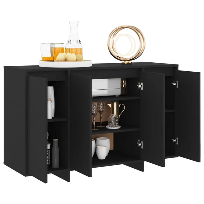 vidaXL - Dressoir - 120x41x75 - cm - bewerkt - hout - zwart
