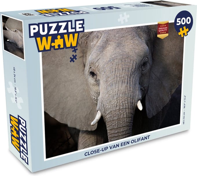 Puzzel Close-up van een olifant - Legpuzzel - Puzzel 500 stukjes
