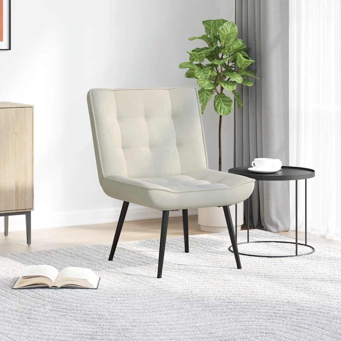 vidaXL - Relaxstoel - 64x74x84 - cm - fluweel - crèmekleurig