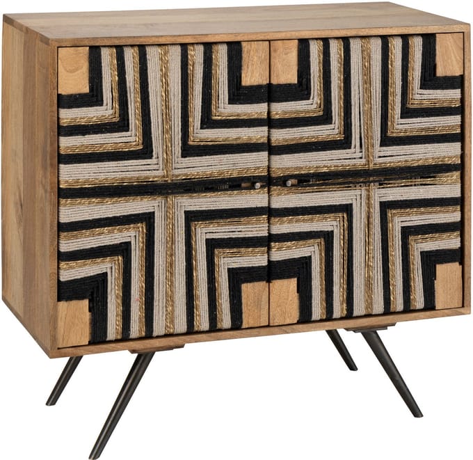 J-Line kast Geweven Draadontwerp - hout - naturel/zwart
