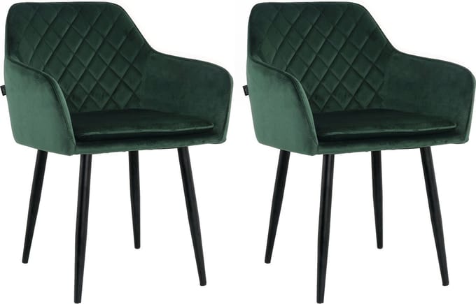Lina® Noble Eetkamerstoelen - Groen - Set van 2 - Velvet
