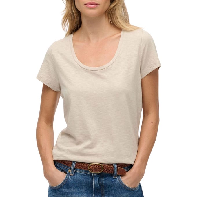 Superdry Studios T-shirt met Slanke Pasvorm Beige Grootte: 44