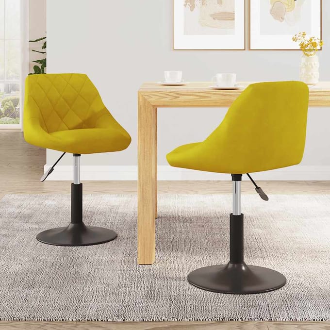vidaXL Eetkamerstoelen draaibaar 2 st fluweel mosterdgeel