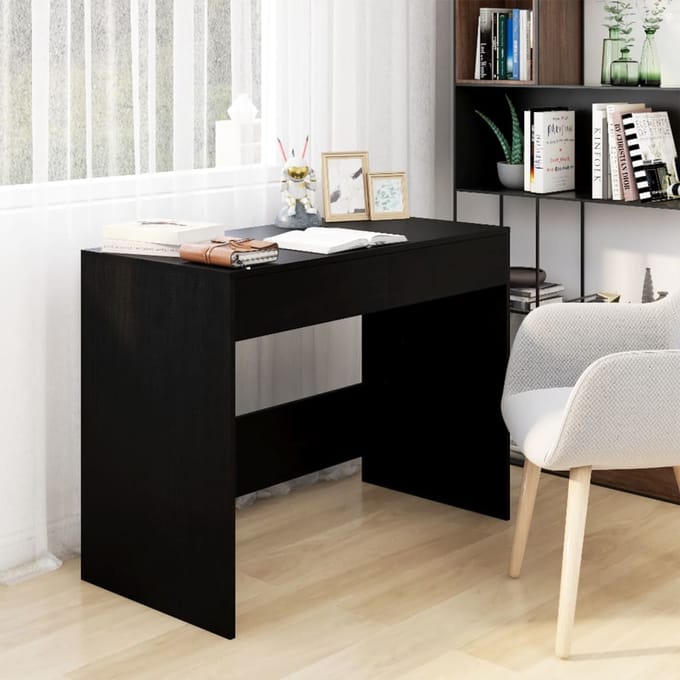 vidaXL - Bureau - 101x50x76,5 - cm - bewerkt - hout - zwart