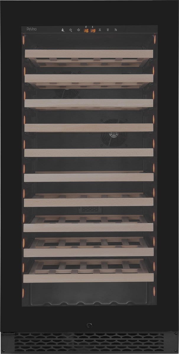 Pevino Majestic 113 flessen - 1 zone - Zwart glazen front