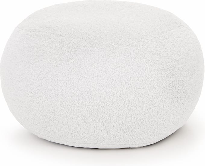 Drop & Sit - poef - sfeervolle teddy - ecru - Ø 60 cm - extra comfortabel en zacht