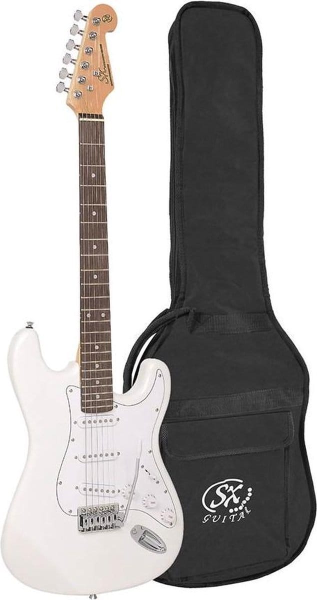 Elektrische gitaar SX ED1/WT vintage Tremolo inclusief tas wit