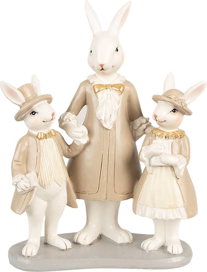 Clayre & Eef Beeld Konijn 21 cm Wit Bruin Polyresin