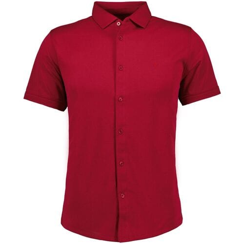 Ragman Overhemd Soft Knit Easy Care Short Sleeve Solid Color Aardbei / male