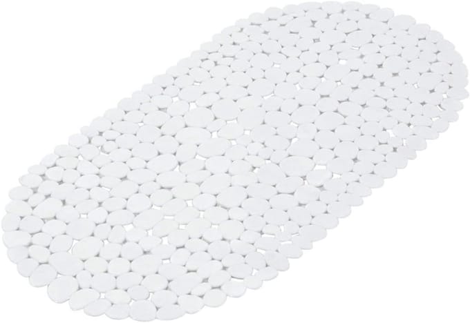 Badmat Ovaal - Antislipmat Bad - Veilig Douchen - Extra Zuignappen - 69 x 36 cm - Wit