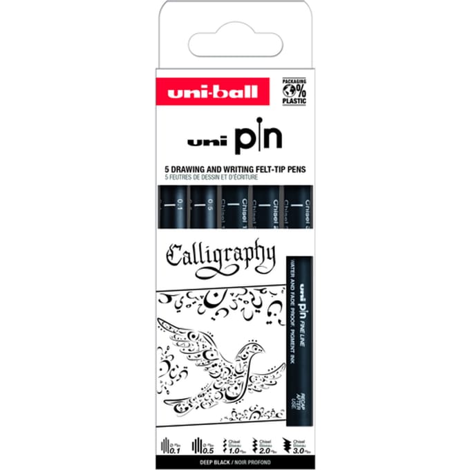 Fineliner Uni-ball Pin Calligraphie set à 5 stuks assorti