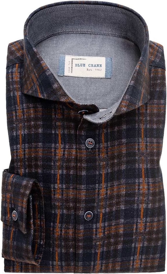 Blue Crane by Ledûb casual slimfit ruit shirt