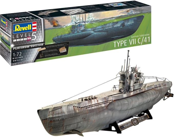 Revell Modelbouwpakket Militaire voertuigen - 05163 German Submarine Type VII C/41 Plastic - 1:72 - Modelbouw