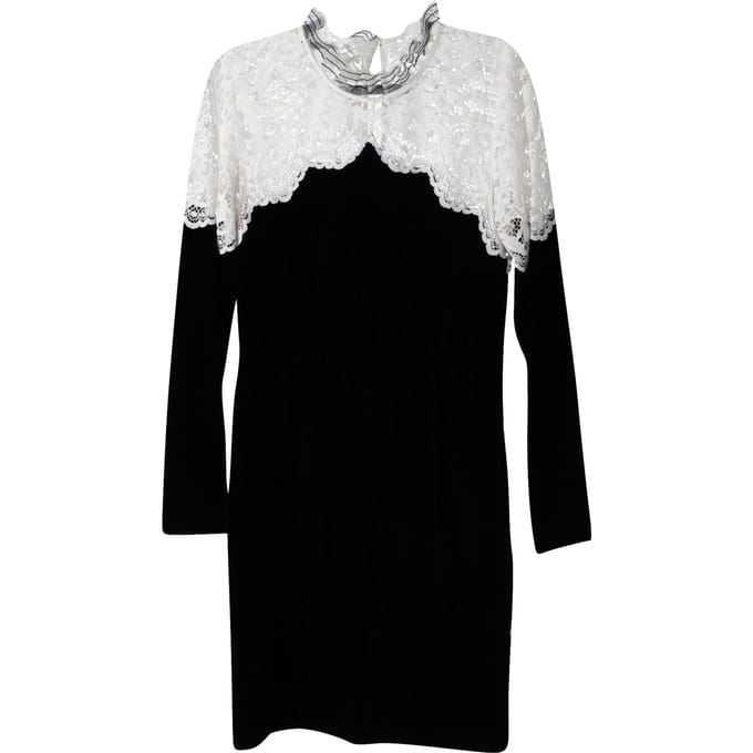 Sandro Paris tweekleurige kanten midi-jurk in zwart/wit viscose